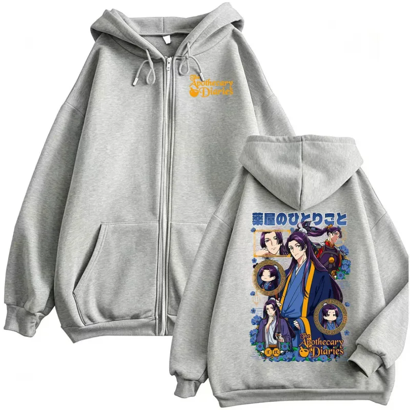 Anime The Apothecary Diaries Jinshi and Maomao Manga Zip Up Hoodies Men Women Vintage Fashion Cute Kawaii Sweatshirt Jacket Coat — image 6