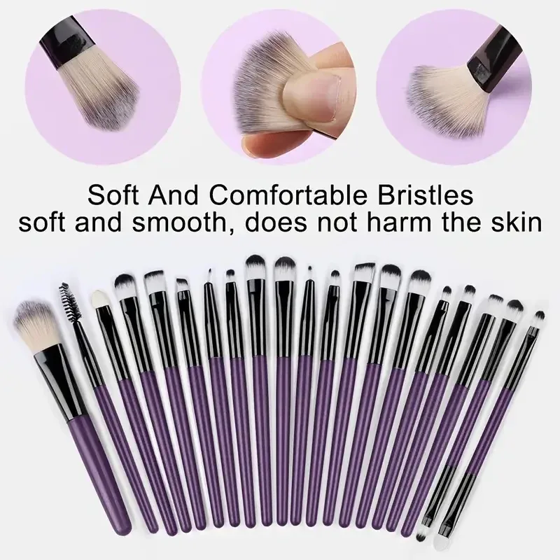 20Pcs Makeup Brushes Set Eyeliner Blending Cheeks Eye Cosmetic Foundation Brush with Makeup Sponge — image 3
