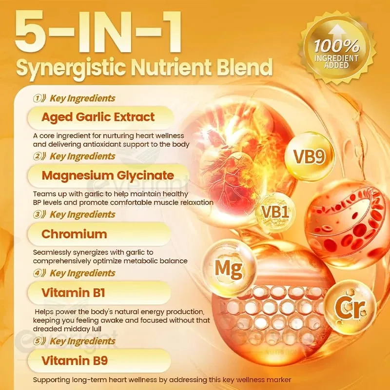 Oude knoflookextractcapsules geurloos met magnesiumchroom B1 en B9 Ondersteuning van het immuunsysteem Hart Cardiovasculair gezondheidssupplement — image 3