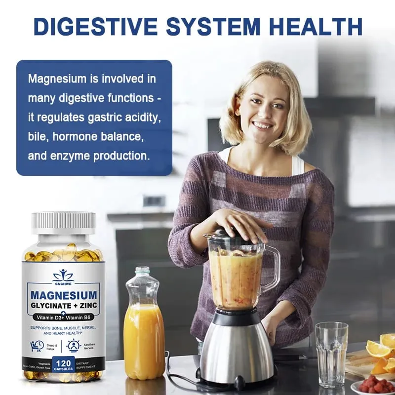 Magnesium & Zinc Capsules for Muscle Joint Bone Enzyme & Heart Health Rest &Relaxation Magnesium Glycinate Supplement