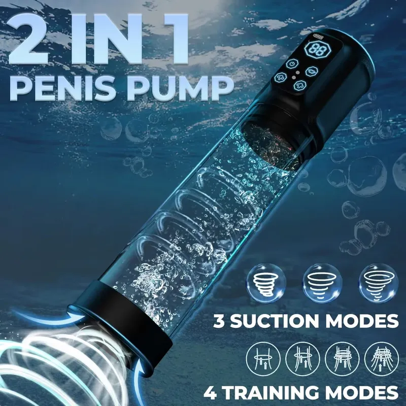 IPX7 Elektrisk penispump Vuxen sexleksaker Dick Enlarger för män Erektion Luft Vatten Extender 4 Träning 3 Sug Man Onani — image 2