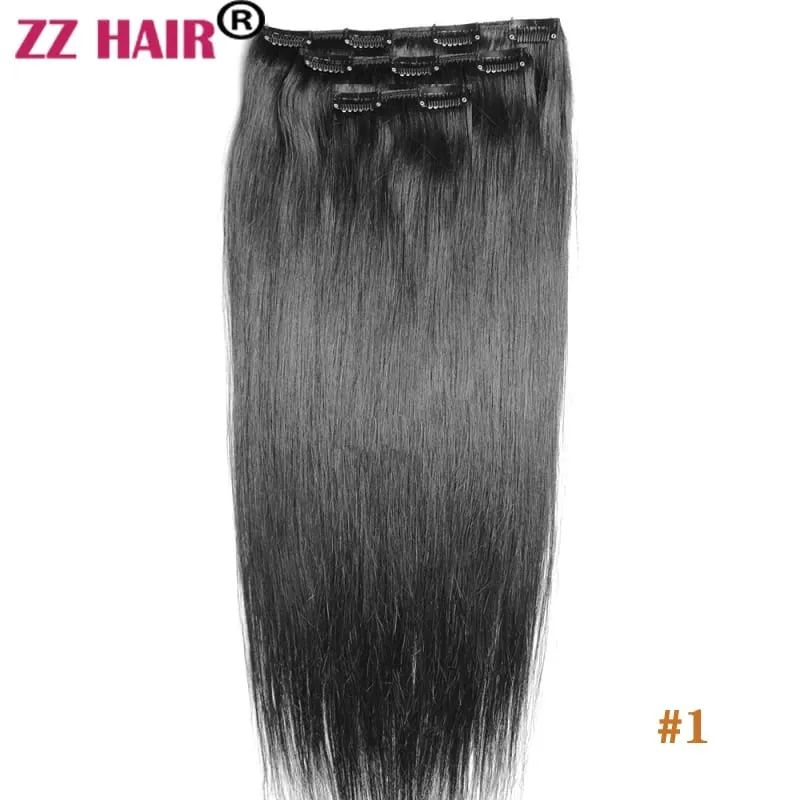 Clips In 100% Human Remy Hair Extensions 16"-28" 3 Pcs Set 100g-200g Three Pieces 1x20cm 1x15 cm 1x10cm Natural Straight ZZHAIR