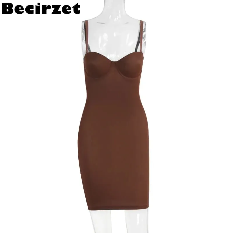 Becirzet Klänningar För Kvinna Bantning Slips Mini Rak Tube Klänning Body Shaper Kroppsunderkläder Fest Sexiga Kvinnliga Kläder — image 3
