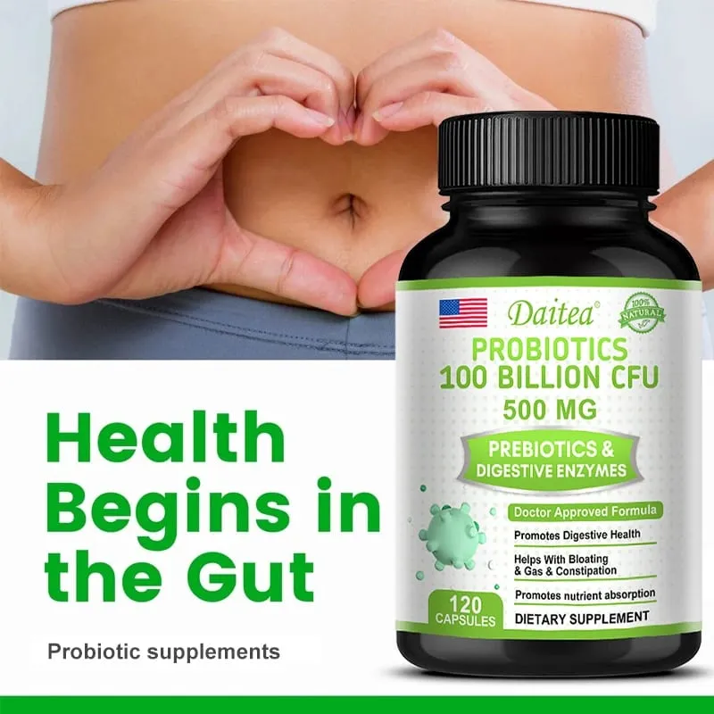 Probiotics 100 Billion CFU with Prebiotics & Digestive Enzymes Gut Health Digestion Bloating Relief & Immune Support — image 3