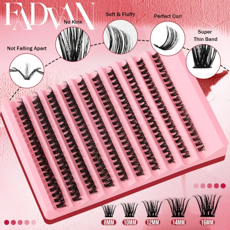Fadvan DIY 簇狀睫毛混合托盤單睫毛濃密眼睫毛柔軟自然睫毛水貂睫毛簇狀假睫毛 — image 4