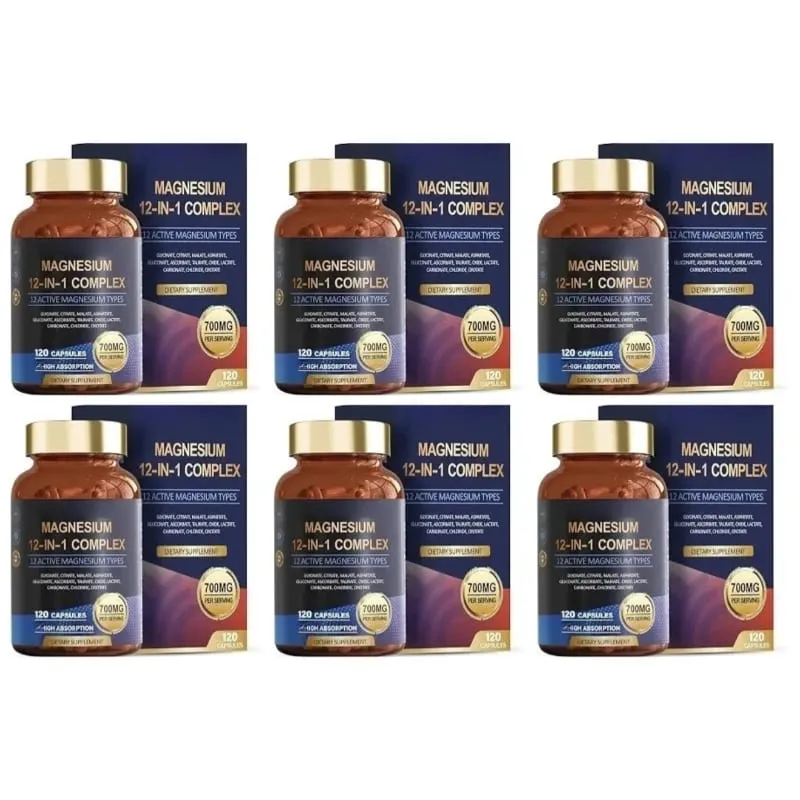Magnesium 12-In-1 Complex Capsules for Sleep Support and Muscle Relaxation Nervous System & Heart Health 120 Capsules — image 12