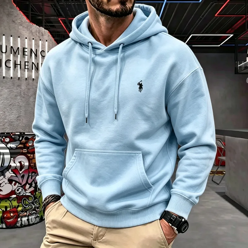 Haut de gamme pour hommes à capuche à manches longues 2026 automne-hiver luxueux à la mode cheval broderie haut de golf sweat à capuche décontracté vêtements pour hommes — image 10