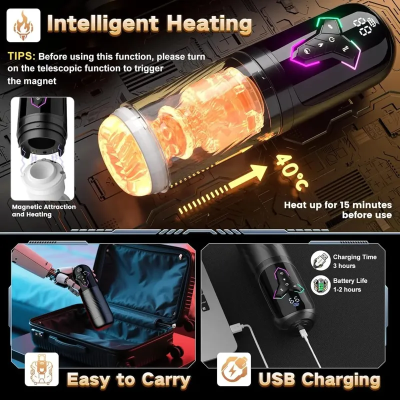 Masturbador masculino de sucção telescópica, equipamento de masturbação vaginal, brinquedos sexuais para homens, produtos para adultos, pistão, mastubador automático — image 3