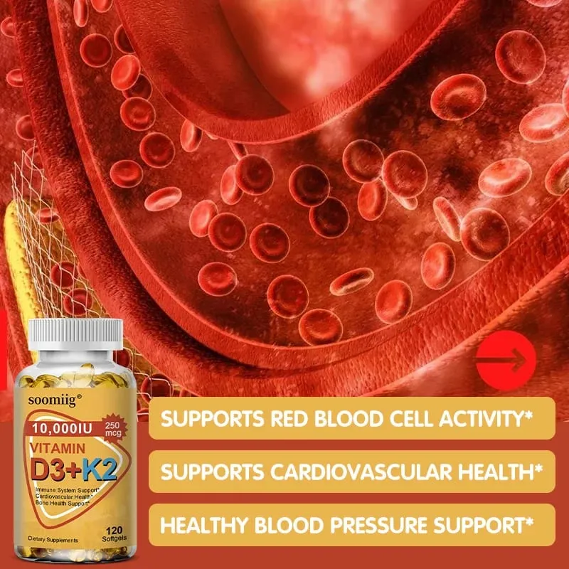 Vitamin D3 K2 Softgel Capsule Supplement Support Joint Bone and Immune Health Strong Bones & Healthy for Men Women — image 5