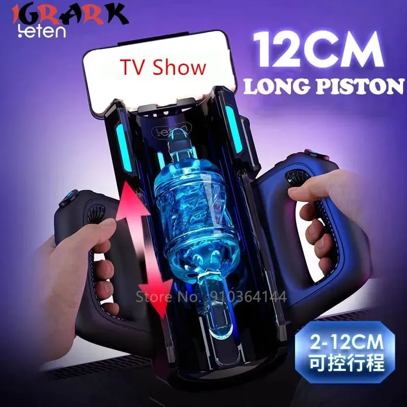 Leten empurrando-pro copo de masturbação masculino 12cm telescópico de alta velocidade vibradores automático máquina de sexo vagina brinquedo sexo anal para homem — image 3