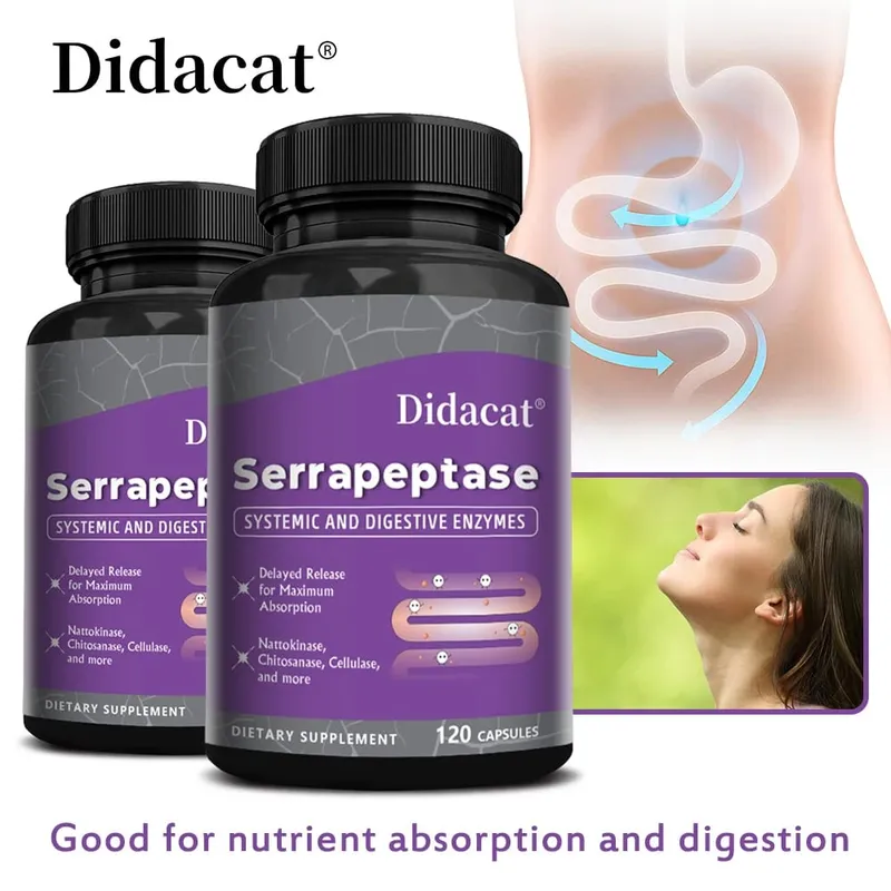 Serrapeptase 45 000 SPU Supports Sinus Health Joint Health Support Gut Health Non-GMO Gluten Free 120 Vegan Capsules — image 1
