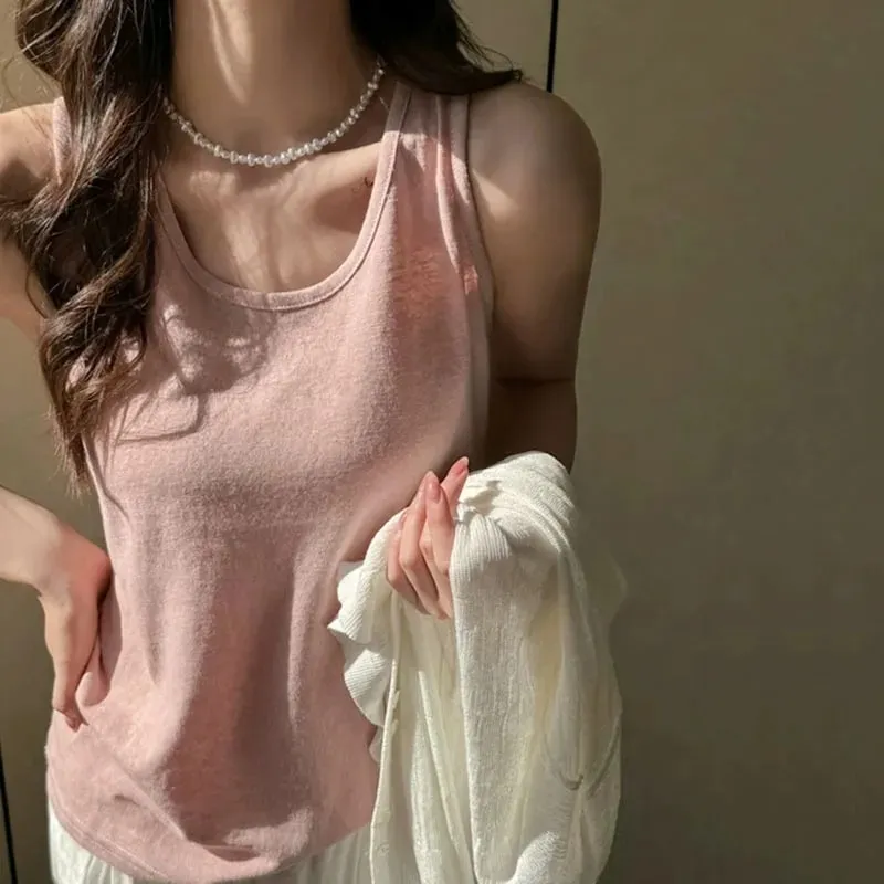 2026 New Women Summer Casual Tank Tops Solid Color All-Match Basic Sleeveless Vest Female Korean Simple Loose O-Neck Camis Top — image 9