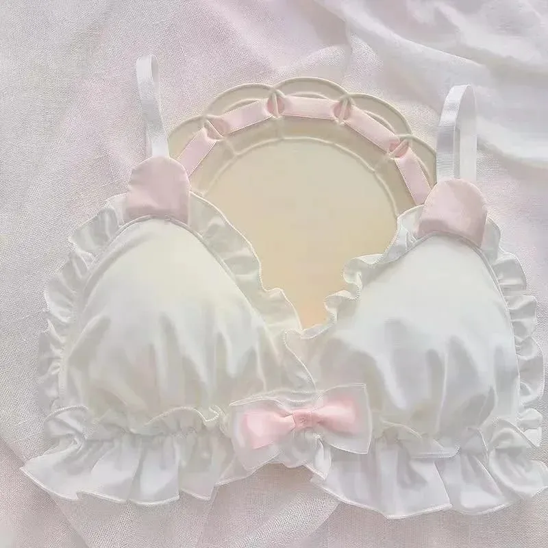 Little White Rabbit Ears Girls Underwear Japanese Girls Pure Desire Small Chest Thin Bra Without Underwire