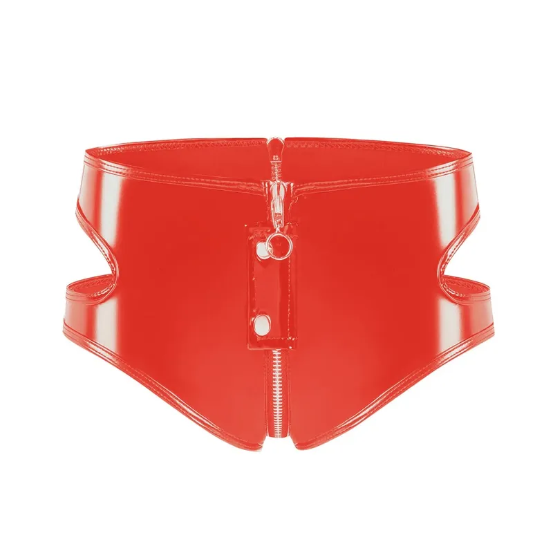 Conjunto de sutiã de couro sintético feminino, look molhado pvc, lingerie sem fio, sem forro, bralette punk com zíper, cuecas de virilha, roupa de balada — image 4