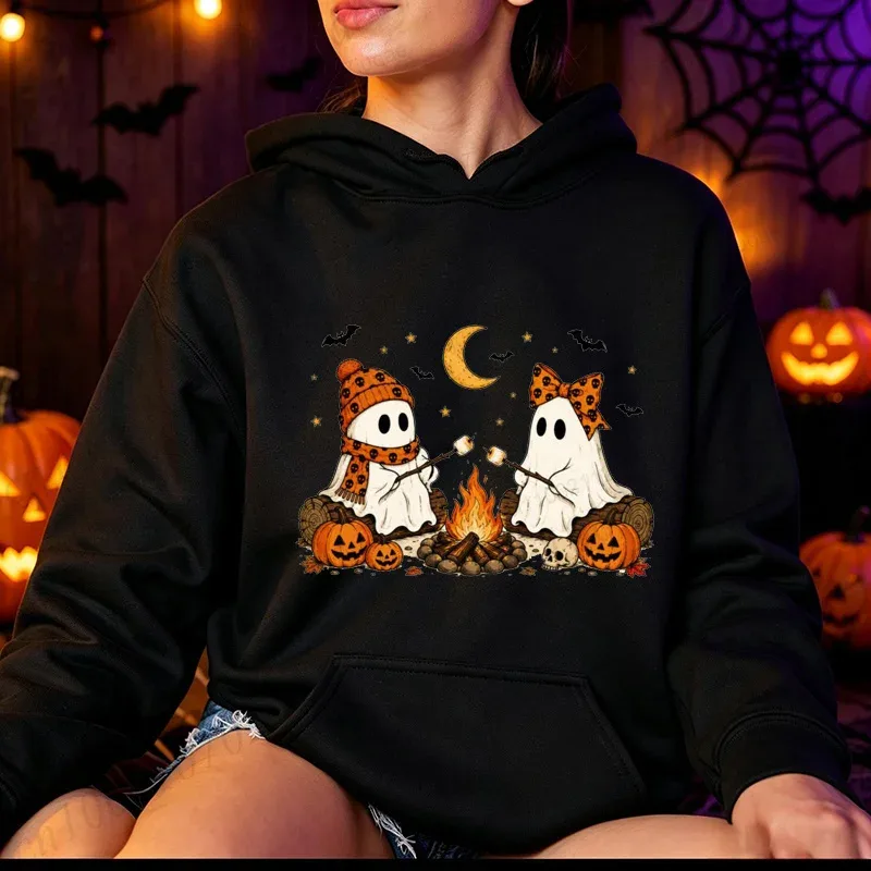 Halloween-Cute-Ghost-Camping-Fall Men's Women Hoodies Vintage Sweatshirts Fall Pumpkin Hooded Hoodies Spooky Season Sportwears — image 8