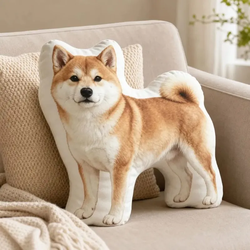 Dog Shaped Pillow Animal Throw Pillow Soft Plush Fabric Decorative Animal Pillow Shiba Dog Cushion Contoured Shape — image 7