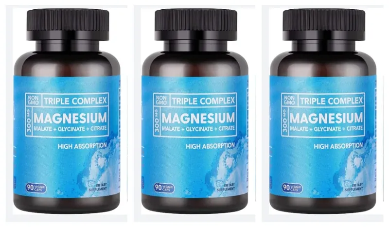 Triple Magnesium Complex 300mg Malate Glycinate Citrate High Absorption Daily Mineral Supplement Vegan Non GMO 90 Veggie Caps — image 8