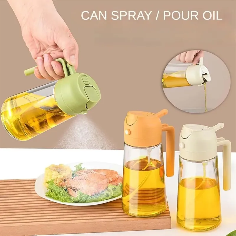 Pulvérisateur d'huile d'olive en plastique 500ml 2 en 1, 1 à 4 pièces, pulvérisateur d'huile de cuisson pour friteuse à Air de cuisine, cuisson de salade, grillades BBQ — image 2