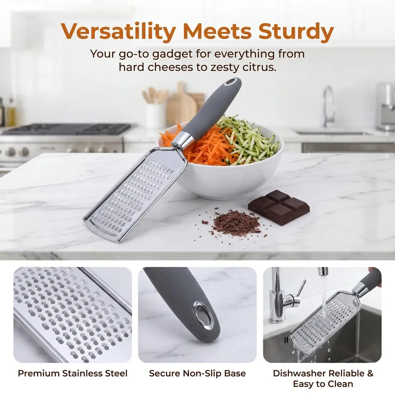 Stainless Steel Flat Grater for Cheese and Vegetables Multi Purpose Handheld Grating for Kitchen Use Household Vegetable Tool
