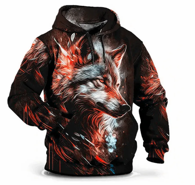 Moda lobo padrão moletom com capuz masculino manga longa rua hip hop 3d impressão animal moletom com capuz 6xl plus size casual hoodie — image 7