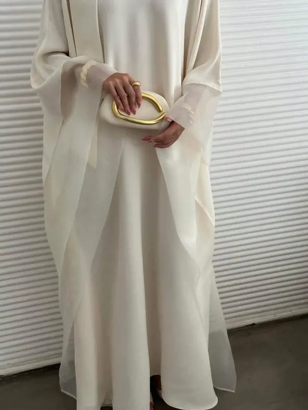Mellanöstern Abaya Kvinnor Elegant Abayas Helärmad Lös festklänning Kväll Kaftans JilbabsIslamiska traditionella kläder — image 4
