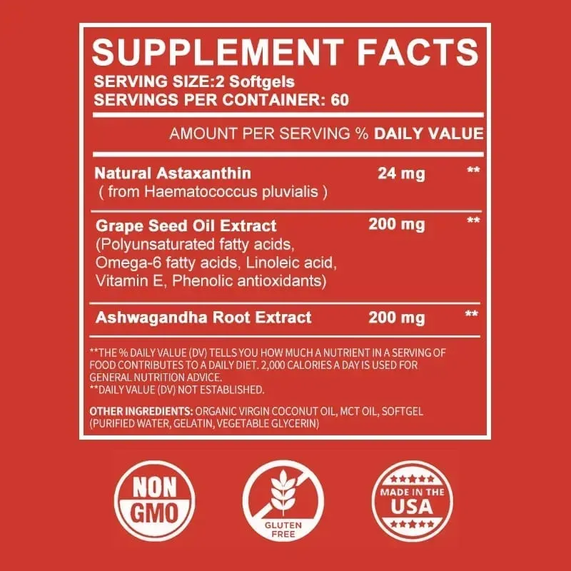 Astaxantina - Promove a saúde cardiovascular, acelera o metabolismo, apoia a saúde das articulações oculares e da pele — image 3