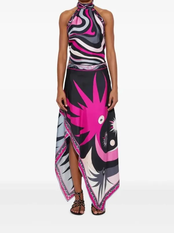 Senhora sexy impresso halter vestido sem mangas fora do ombro sem costas solto irregular chique robe 2026 feminino férias rua vestidos