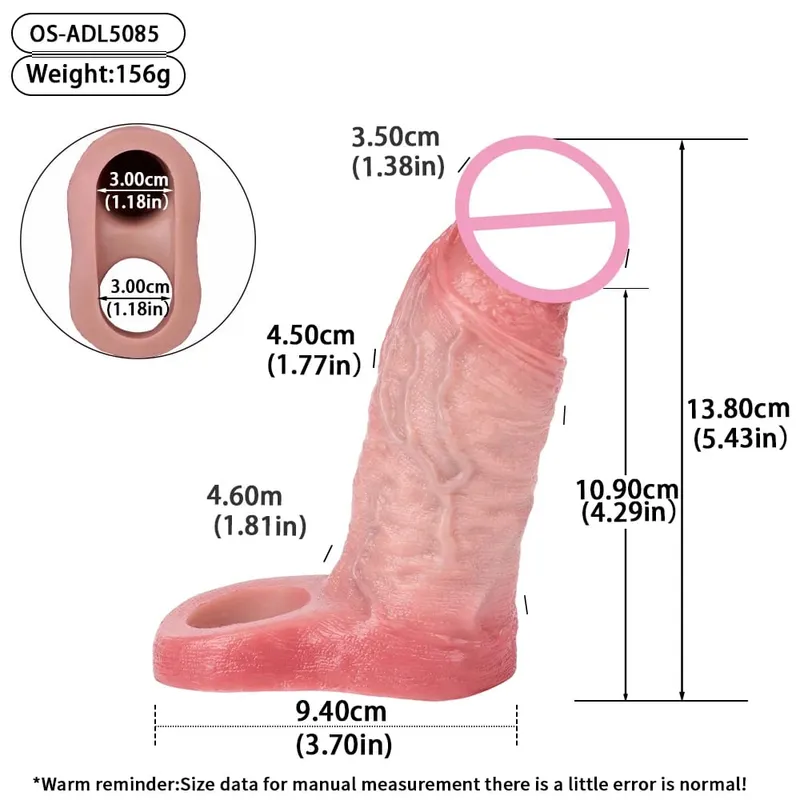 Reusable Penis Sleeve with Realistic Closed Head And Cock Ring Dick Enlargement Comdom Delay Ejaculation Sex Toys for Men — image 16