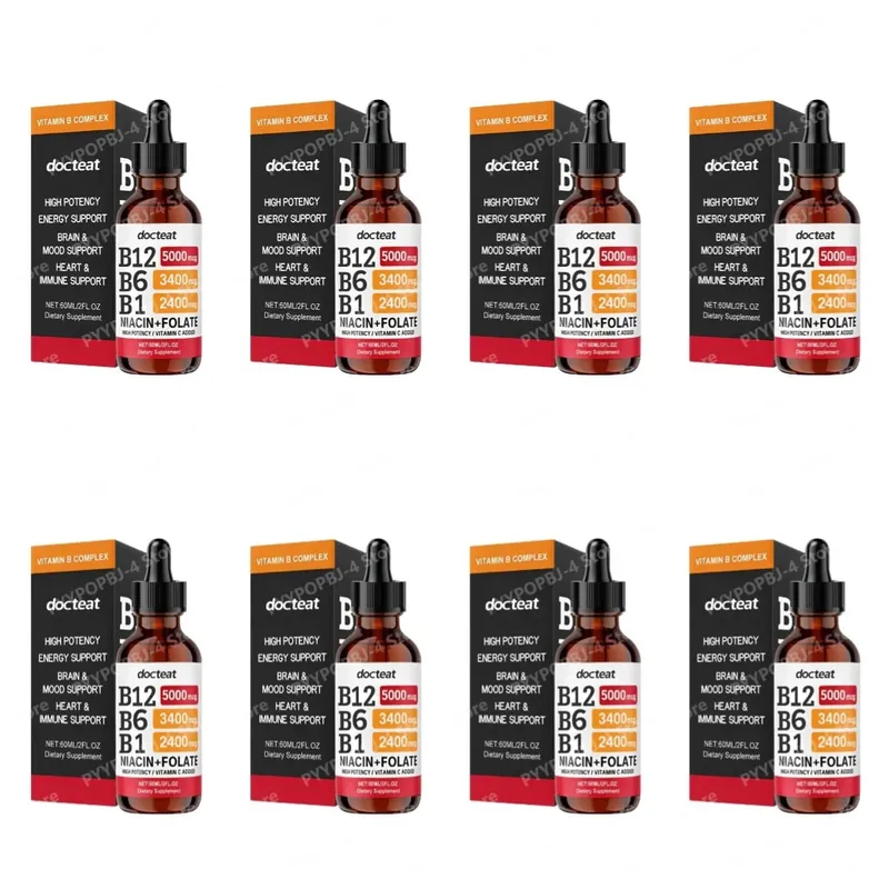 Docteat B Complex Drops 60ml High Potency B12 5000mcg Methylcobalamin Energy Brain Mood Heart Immune Support Non GMO Vegan — image 12