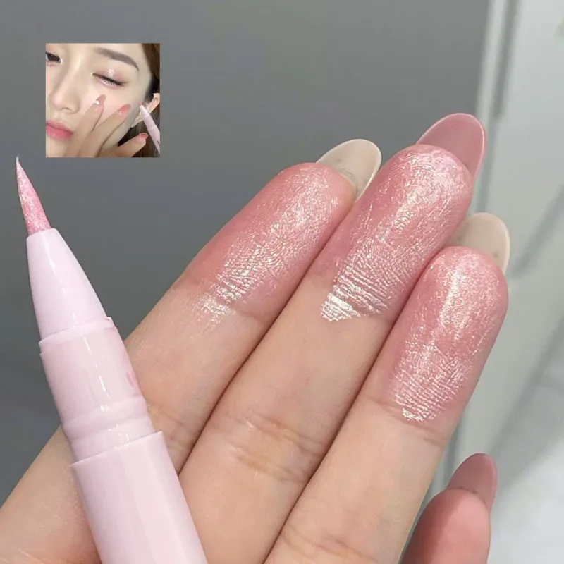 Peach Pink Lying Silkworms Eye Highlighter Liquid Pearly Glitter Shimmer Moisturizing Eyeshadow Brighten Eye Liner Korean Makeup — image 5