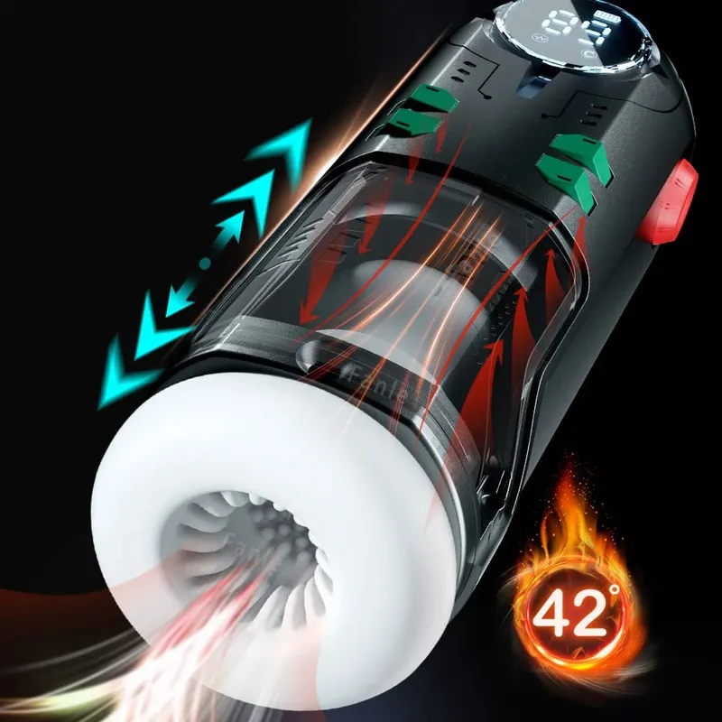 Automatic Male Masturbator Cup Telescopic Sucking Heated Pussy Blowjob Machine Thrusting Vibration Masturbation Sex Toy for Men