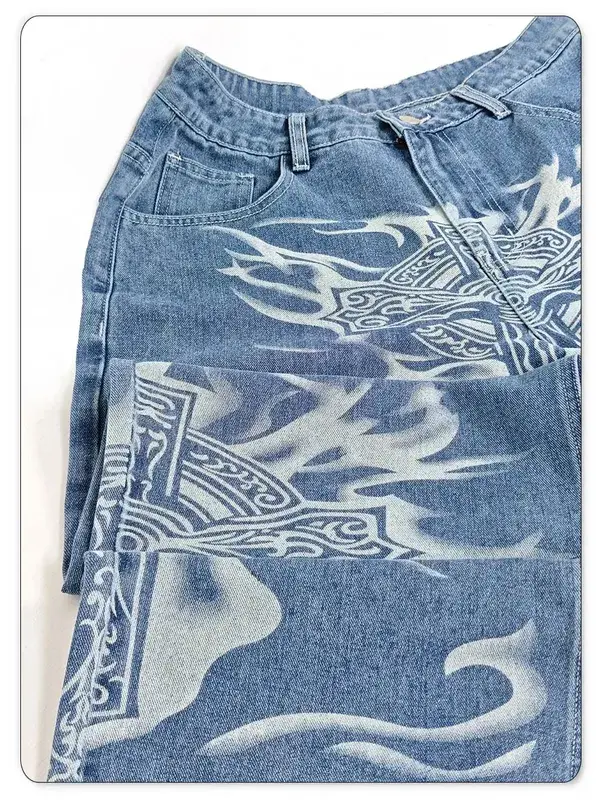 Men's Y2K Gothic Graffiti Print Baggy Ultra Wide Leg Jeans Hip Hop Streetwear Loose Casual Skater Denim Pants Unisex — image 8