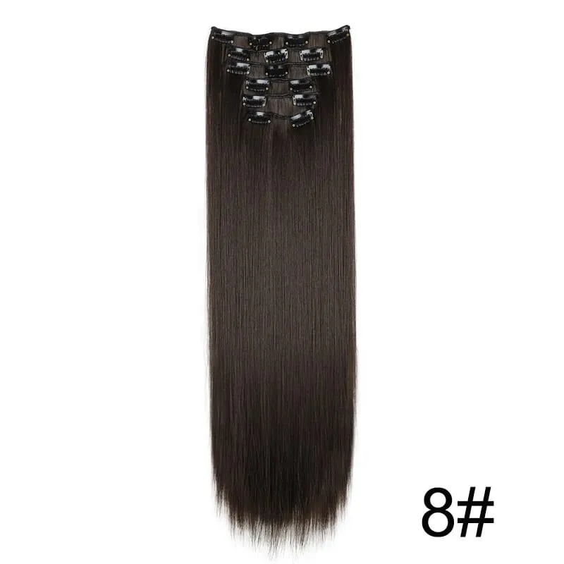 24Inch Synthetic 6pcs/set Long Straight Hair Extension Increasing Volume Extending Soft Comfortable Hairpiece for Women — image 17