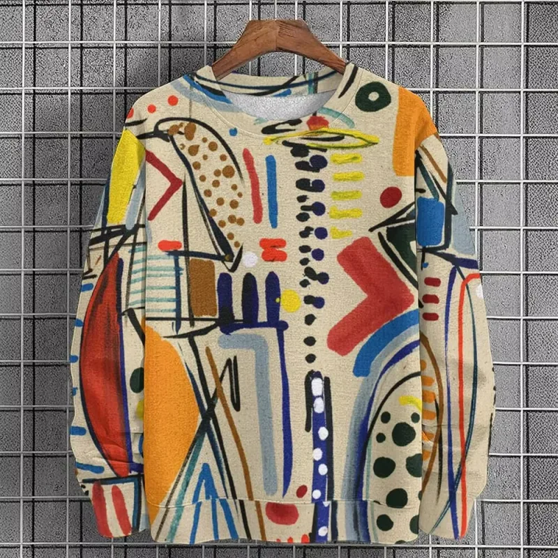 Mga Graphic na Sweatshirt ng Kalalakihan Para sa Mga Lalaki Graffiti Pullover Long Sleeve Sweatshirt Crew Neck Fashion Pang-araw-araw na Kaswal na Bakasyon sa Bakasyon Bago — image 7