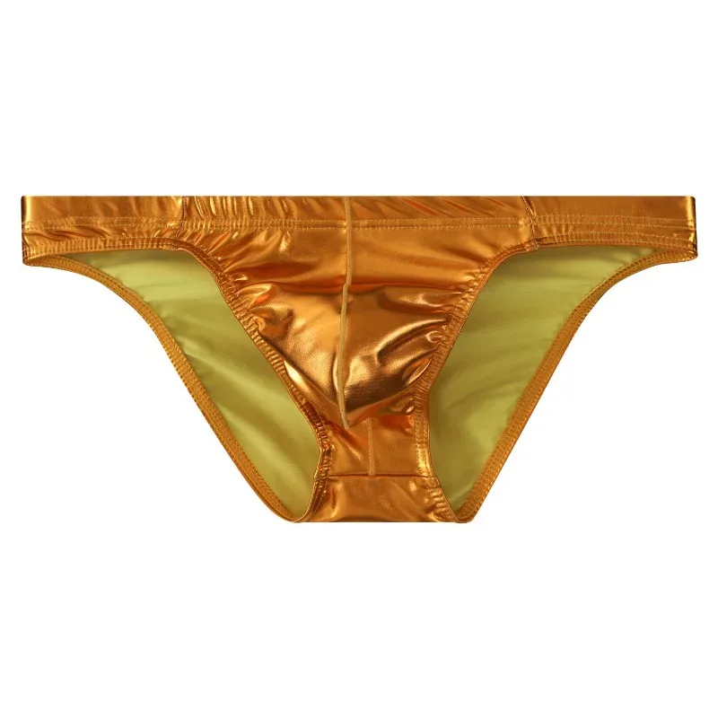 Metallic Shiny Briefs Men Low Rise High Stretch Slim Panties Laser Silver Gold U Convex Underpant Night Club Performance Knicker — image 5