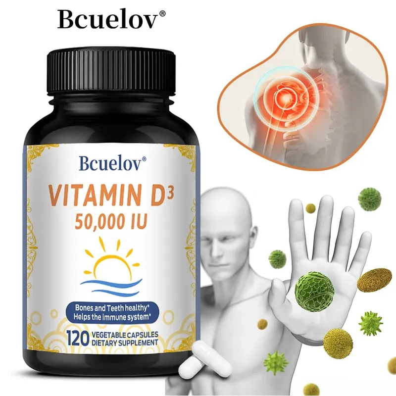 D3-vitamin 50000 NE - Csontok egészségének és immunrendszerének támogatása - GMO-mentes gluténmentes - D3-vitamin D-vitamin-kiegészítő férfiaknak és nőknek — image 1