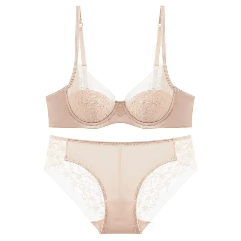 Elegant Lace Lingerie Set Thin Cup Minimizer Bra Panty Breathable Comfort Intimates Suit For Big Bust Size 32‑38 Daily Underwear — image 12