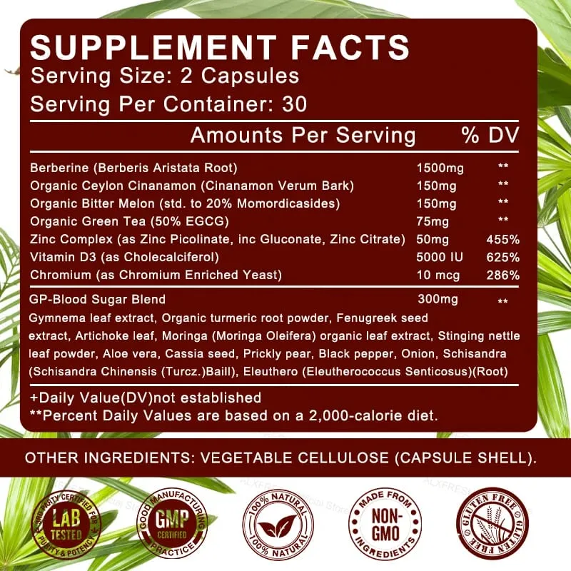 Berberine Capsules For Regulate Blood Sugar Improve Insulin Resistance Improve Blood Lipid Metabolism Support Intestinal Health