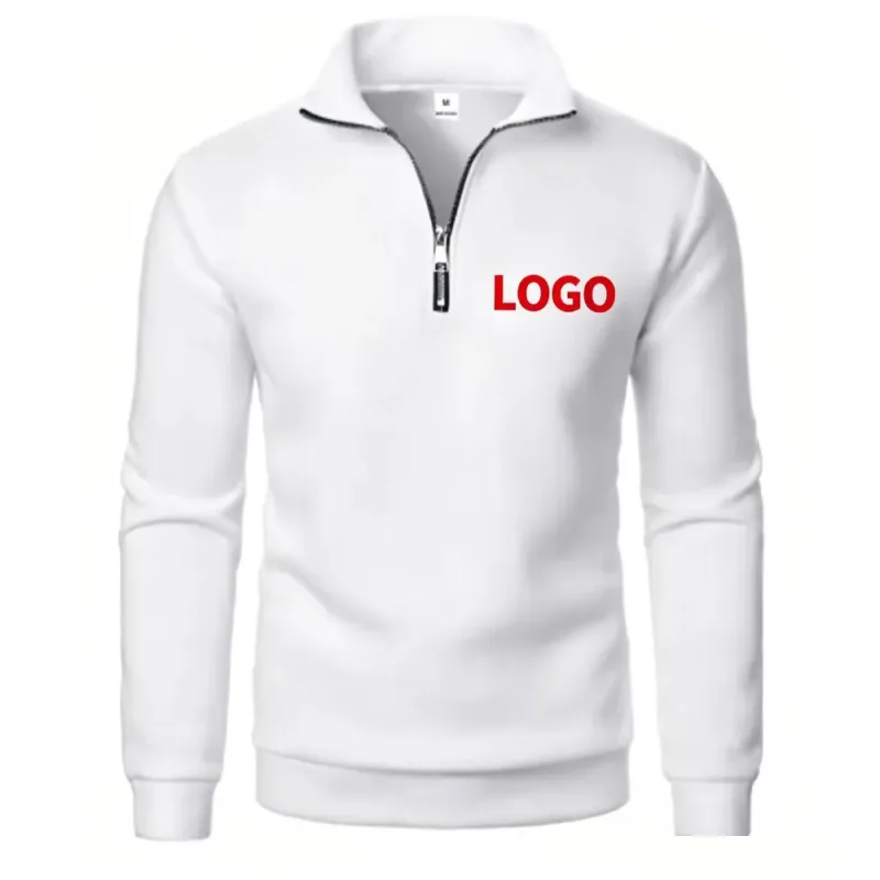 Free customization of men's spring and autumn new casual half-chain stand-up collar cardigan the trend of simple and loose over — image 7