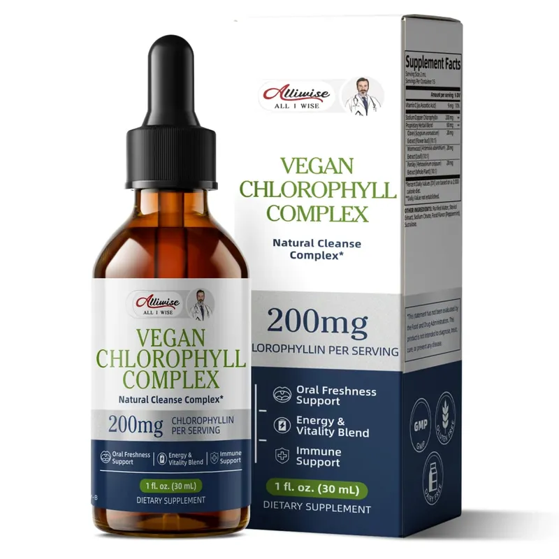 Alliwise 200mg High Potency Chlorophyll Drops for Enhanced Immunity Digestive Health Antioxidant Parsley + Vitamin C Nourishes