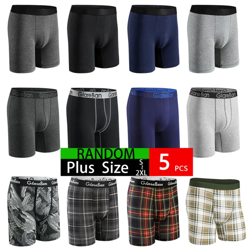 5pc Set Mid-Long Random Cotton Boxer Shorts Panlalaking Kasuotang Panloob Panlalaking Panloob para sa Mga Lalaki Boxershorts Slips Malambot na Panties Brand Briefs