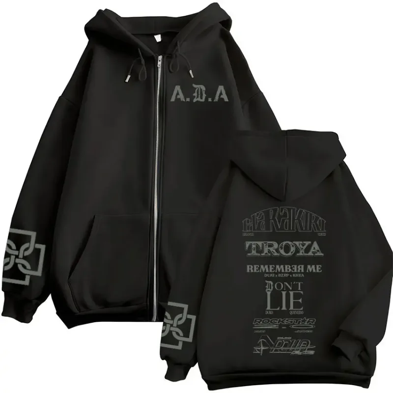 Rapper Duki ADA Tour Merch Zipper Hoodies Men's Women Clothing Zip Up Hooded Sweatshirts Fleece Oversized Pullovers Jackets Coat — image 1