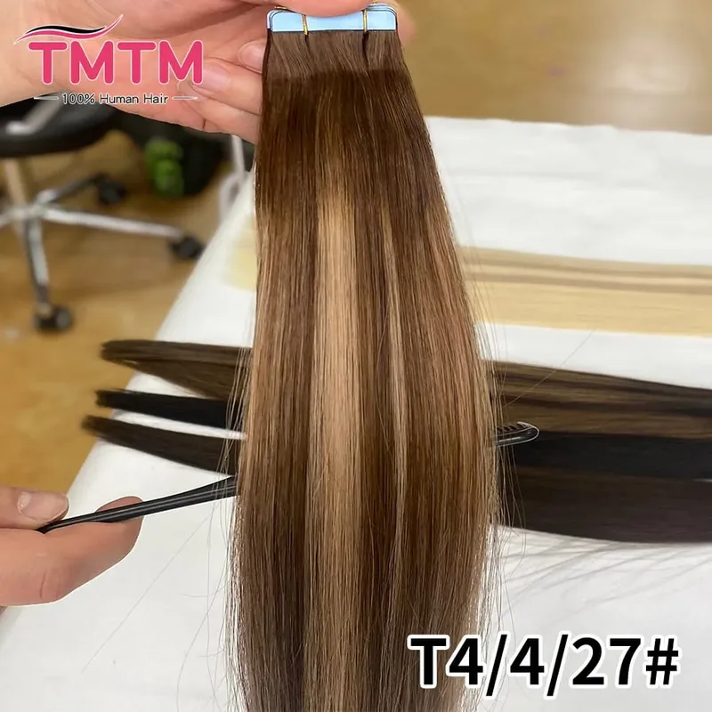 14-22 Inch Tape in Hair Extensions Human Hair 20 Pcs/pack Real Natural Brazilian Remy Hair Straight Seamless Skin Weft For Women