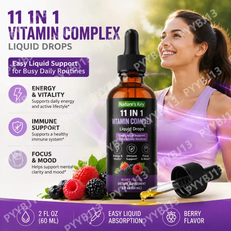 11 em 1 gotas de complexo de vitamina B 23000mcg suplemento líquido oral de vitamina B para suporte diário de energia e bem-estar 30 ml — image 1