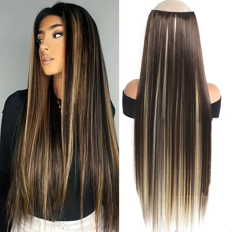 JKL Synthetic 5 Clip In Hair Extensions Long Straight Hairstyle Hairpiece Black Brown Blonde 80CM Natural Fake Hair For Women — image 16