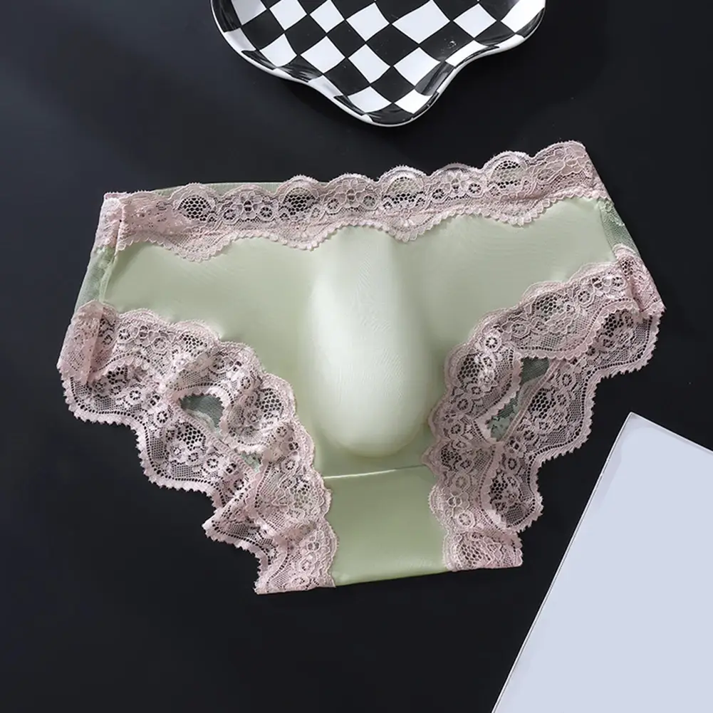 Sexy masculino muito quente lingerielace cuecas de seda gelo acessórios sexy roupa interior quente sissy 3d bulge bolsa biquíni alta calcinha elástica