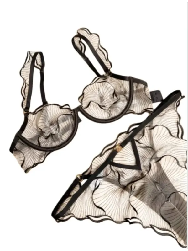 European Style Ultra Thin Sheer Lace Lingerie Set Embroidery Minimizer Bra Big Bust Support Slim Fit Underwear S-XL Size 32-38 — image 5