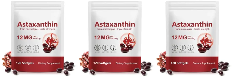 Astaxanthin Supplement 12mg Softgels from Microalgae with Antioxidant Support for Skin Health & Healthy Aging 120 Count — image 10