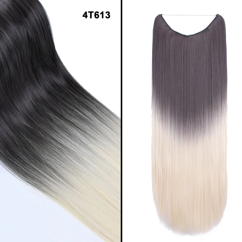 Jeedou One Piece No Clips Hairpieces Ombre Color Elasticity Invisible Wire Fish Line Wavy Synthetic Hair Extension — image 9