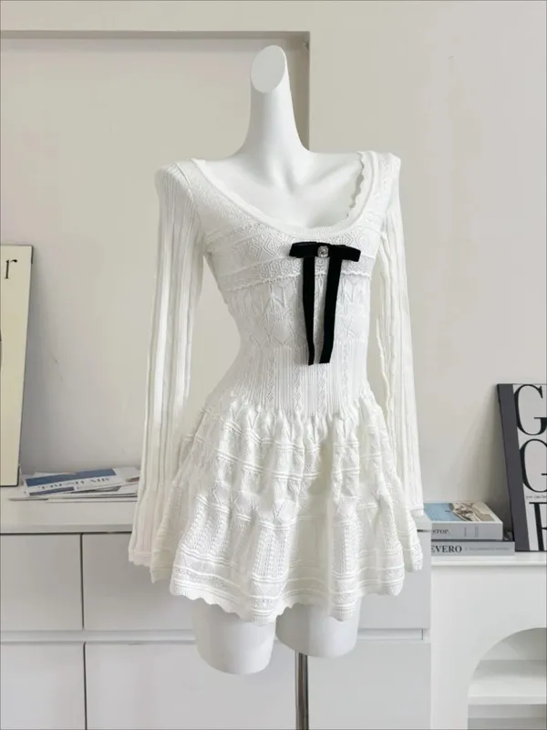 Korobov vestido linha a doce cor sólida com babados vestido colete de malha para mulheres verão estilo francês saia curta vazada — image 9